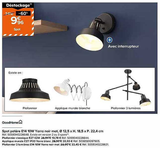 Déstockage -60% 9€96 Spot