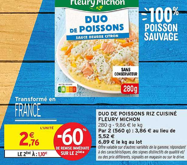 DUO DE POISSONS RIZ CUISINÉ FLEURY MICHON 280 g