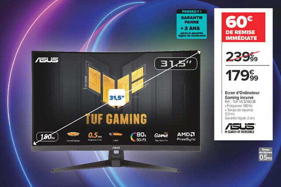 Écran d’ordinateur gaming incurvé