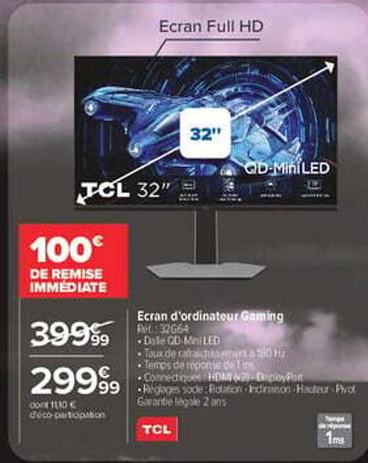 Écran Full HD TCL 32" QD-MiniLED