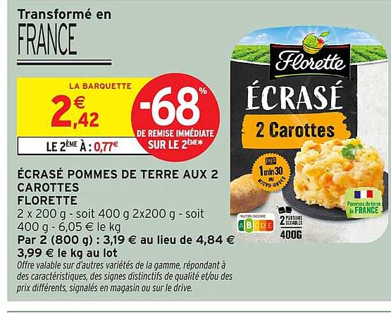 ÉCRASÉ POMMES DE TERRE AUX 2 CAROTTES FLORETTE