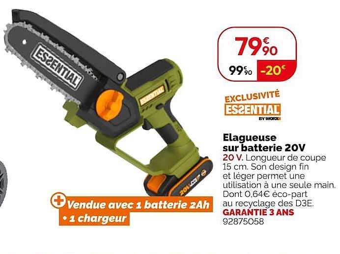Elagueuse sur batterie 20V