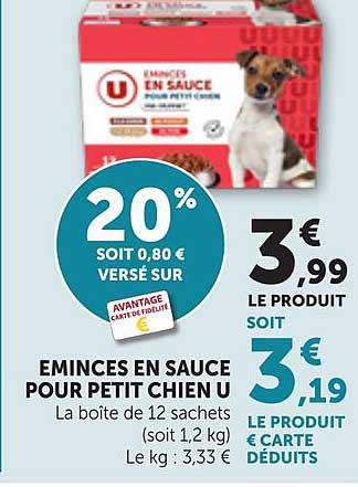 EMINCES EN SAUCE POUR PETIT CHIEN U