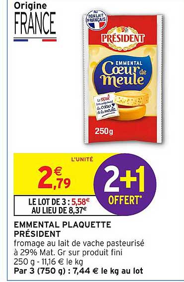 EMMENTAL PLAQUETTE PRÉSIDENT
