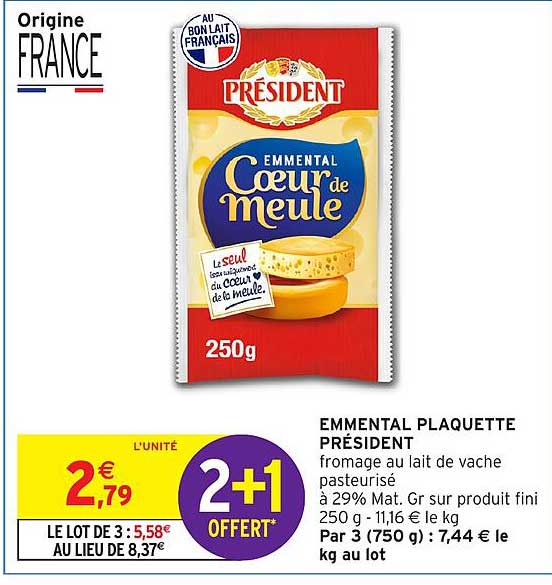 EMMENTAL PLAQUETTE PRÉSIDENT