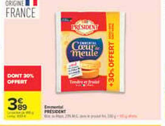 Emmental PRESIDENT 30% offert