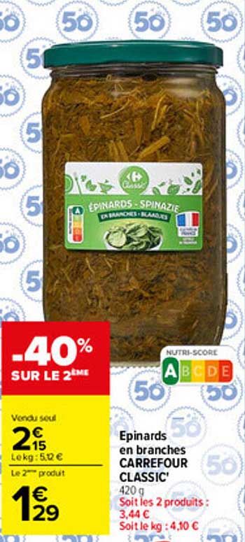Épinards en branches CARREFOUR CLASSIC'