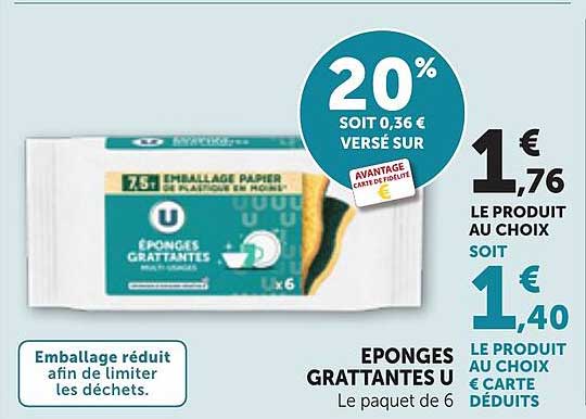EPONGES GRATTANTES U Le paquet de 6