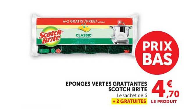EPONGES VERTES GRATTANTES SCOTCH BRITE
