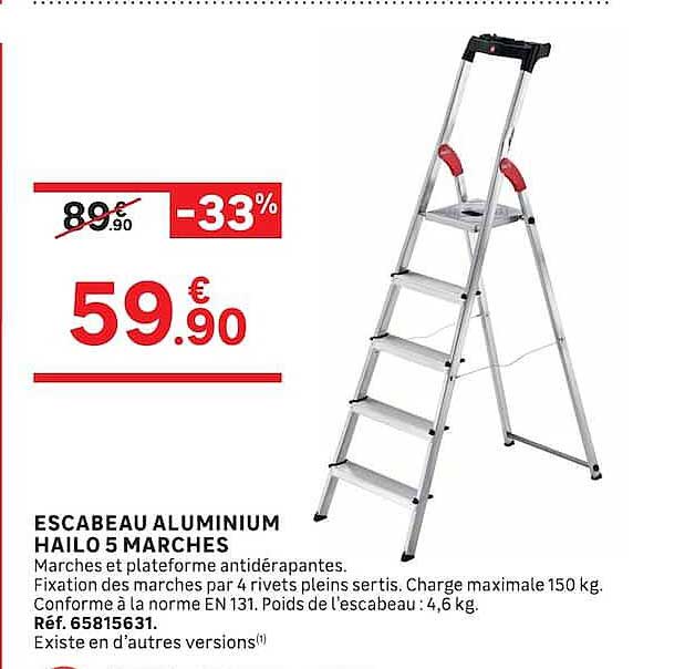 ESCABEAU ALUMINIUM HAILO 5 MARCHES