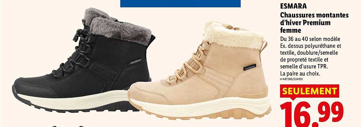 ESMARA Chaussures montantes d’hiver Premium femme