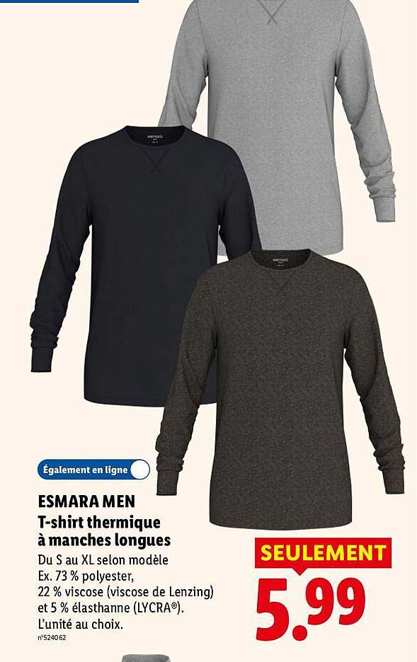 ESMARA MEN T-shirt thermique à manches longues