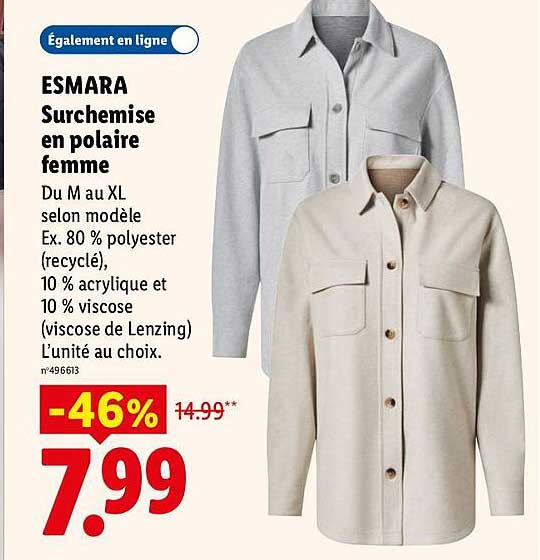 ESMARA Surchemise en polaire femme