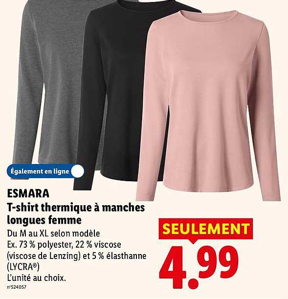 ESMARA T-shirt thermique à manches longues femme