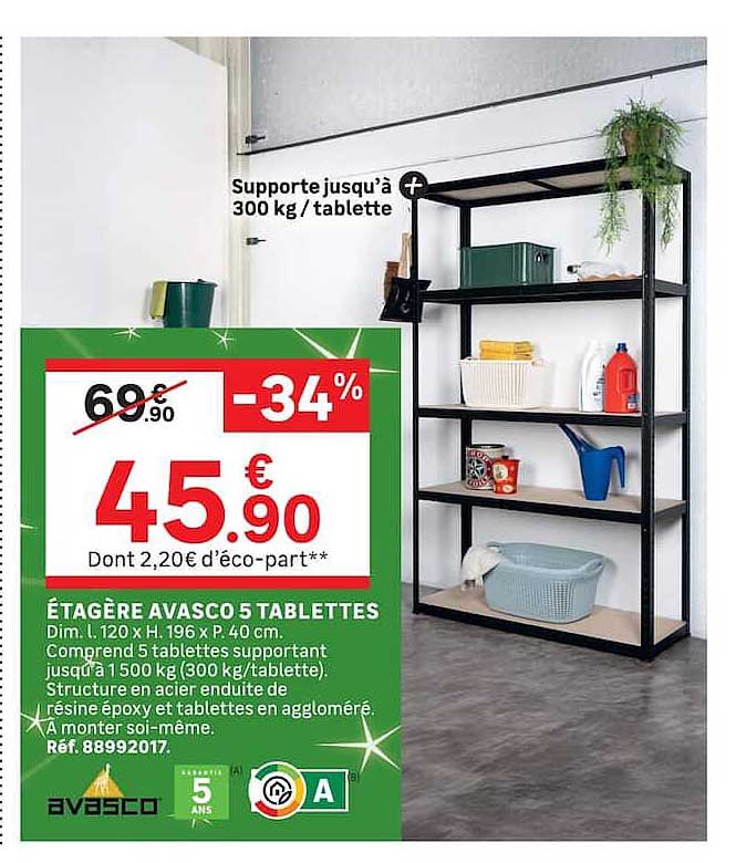 ÉTAGÈRE AVASCO 5 TABLETTES