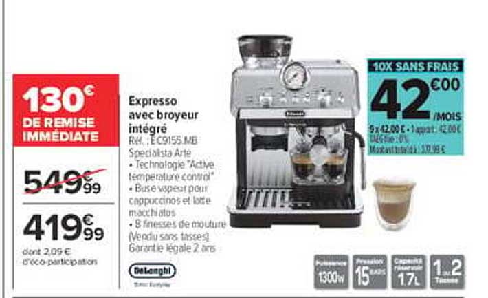 Expresso avec broyeur intégré
