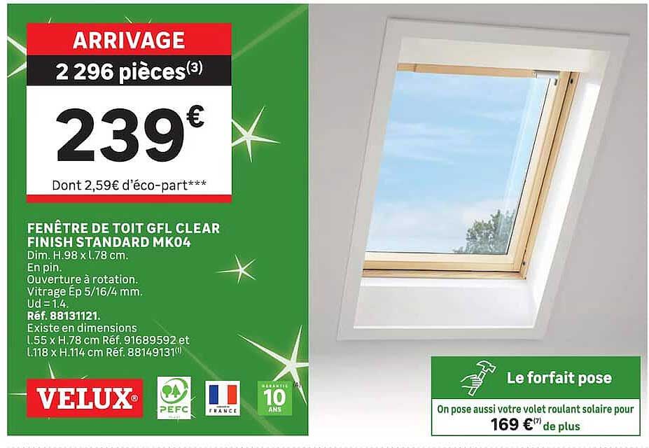 FENÊTRE DE TOIT GGL CLEAR FINISH STANDARD MK04