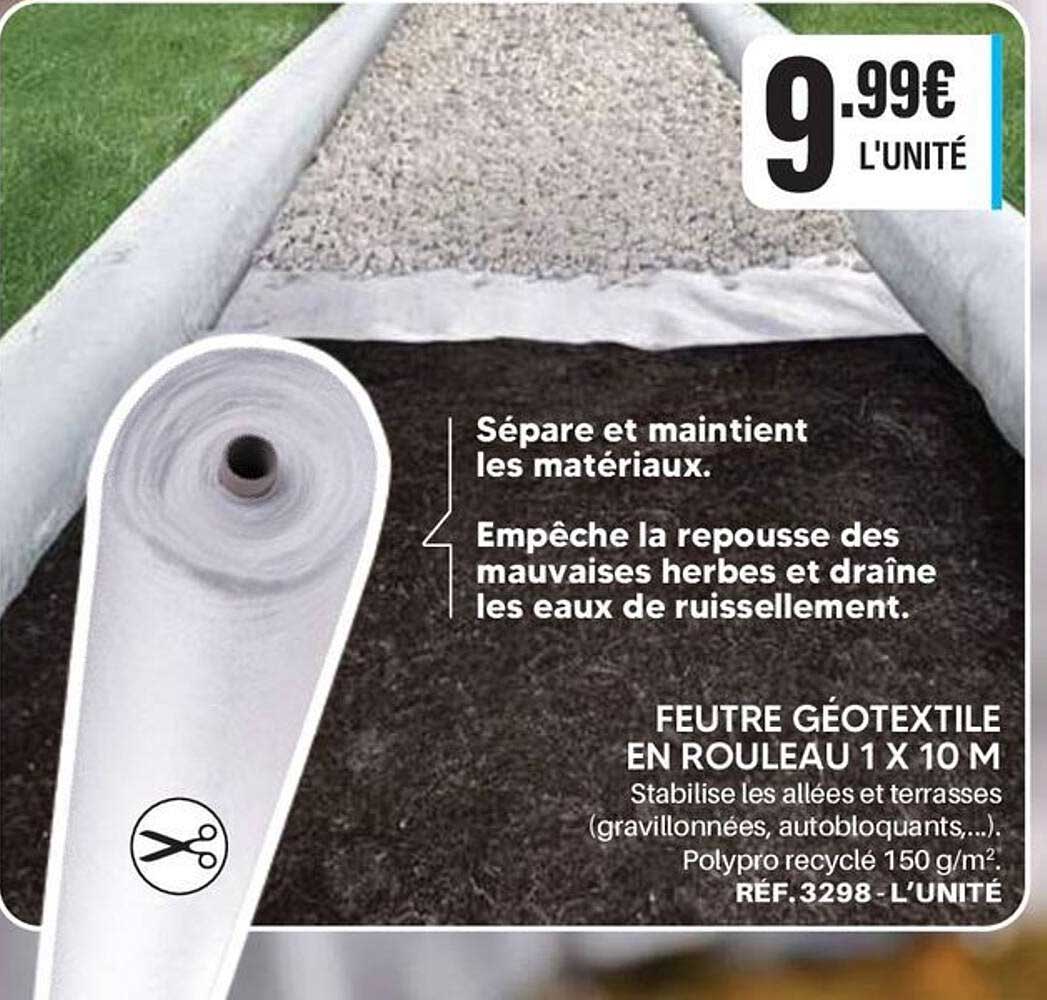 FEUTRE GÉOTEXTILE EN ROULEAU 1 X 10 M