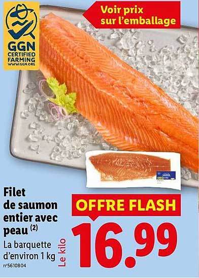 Filet de saumon entier avec peau