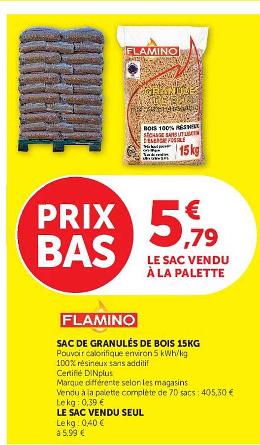 FLAMINO SAC DE GRANULÉS DE BOIS 15KG