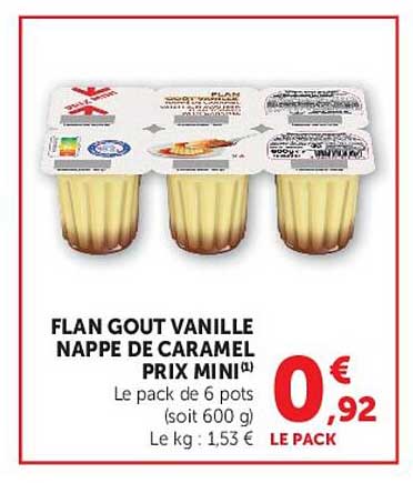 FLAN GOUT VANILLE NAPPE DE CARAMEL PRIX MINI