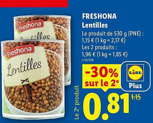 FRESHONA Lentilles