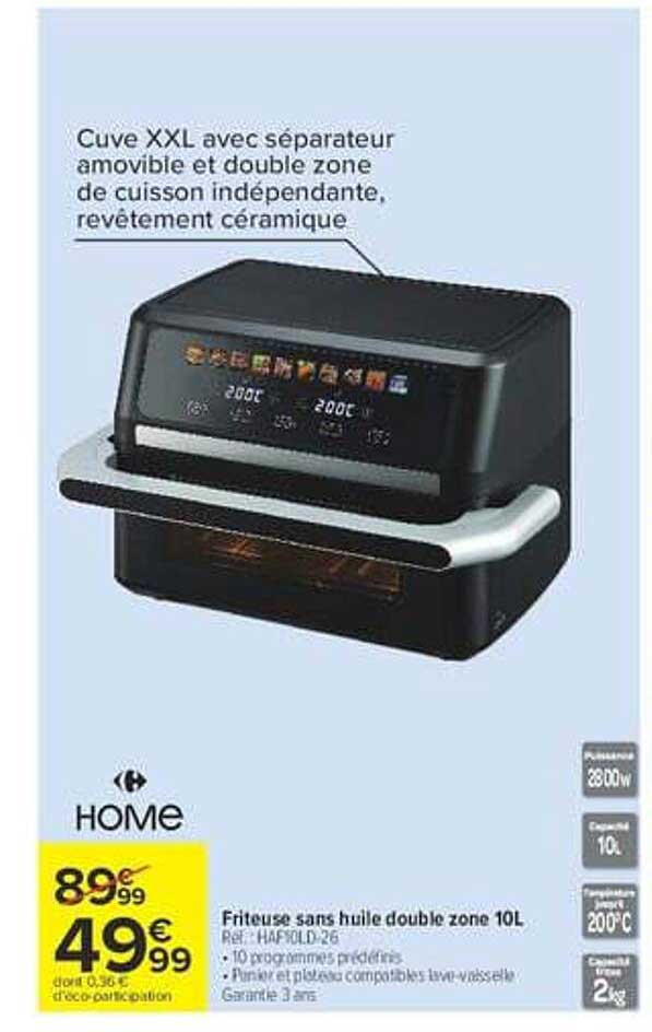 Friteuse sans huile double zone 10L
