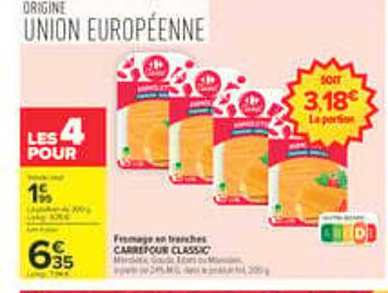 Fromage en tranches CARREFOUR CLASSIC