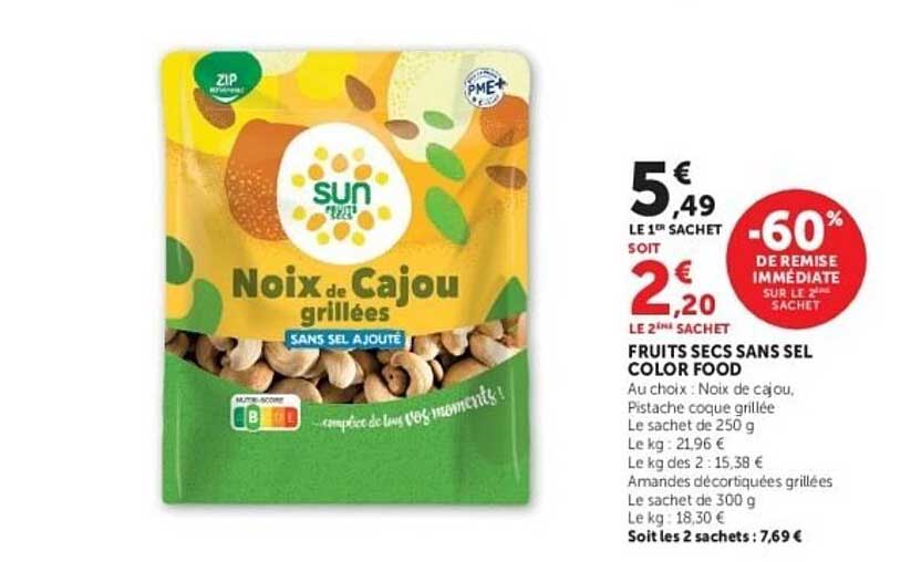 FRUITS SECS SANS SEL COLOR FOOD