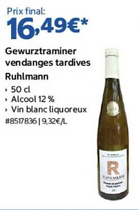 Gewurztraminer vendanges tardives Ruhlmann