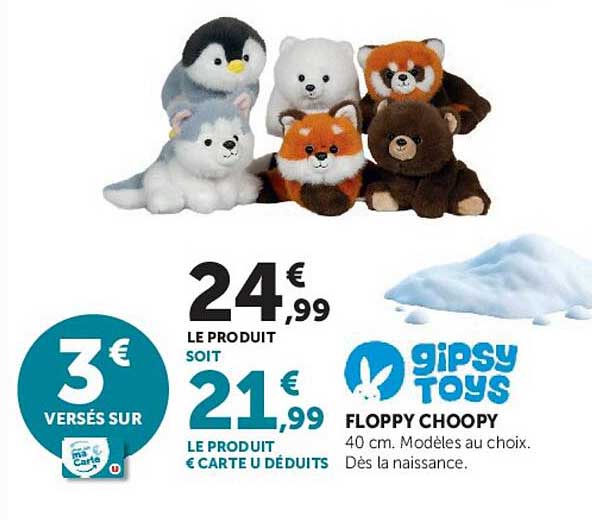 gipsy toys FLOPPY CHOOPY 40 cm. Modèles au choix. Dès la naissance.
