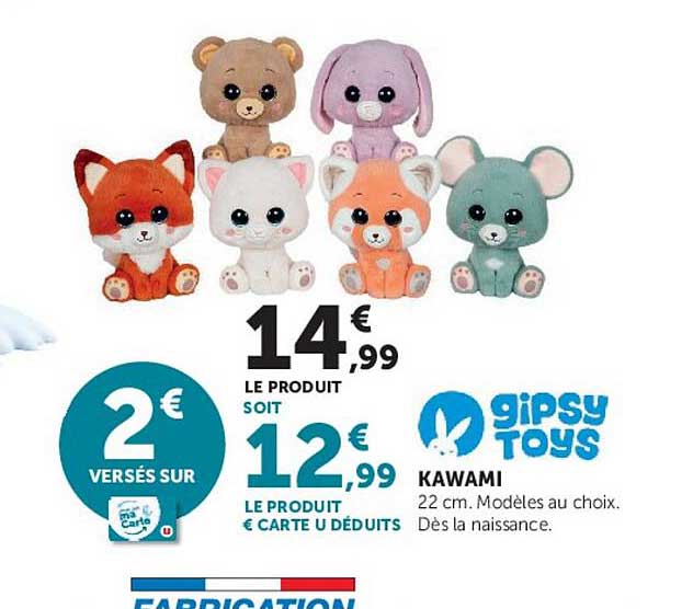 Gipsy Toys KAWAMI 22 cm. Modèles au choix. Dès la naissance.