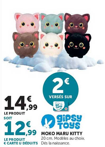 Gipsy Toys Moko Maru Kitty 20 cm. Modèles au choix. Dès la naissance.