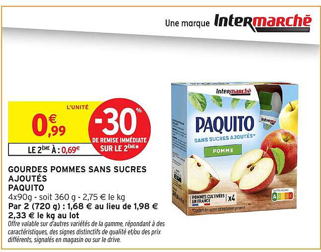 GOURDES POMMES SANS SUCRES AJOUTÉS PAQUITO