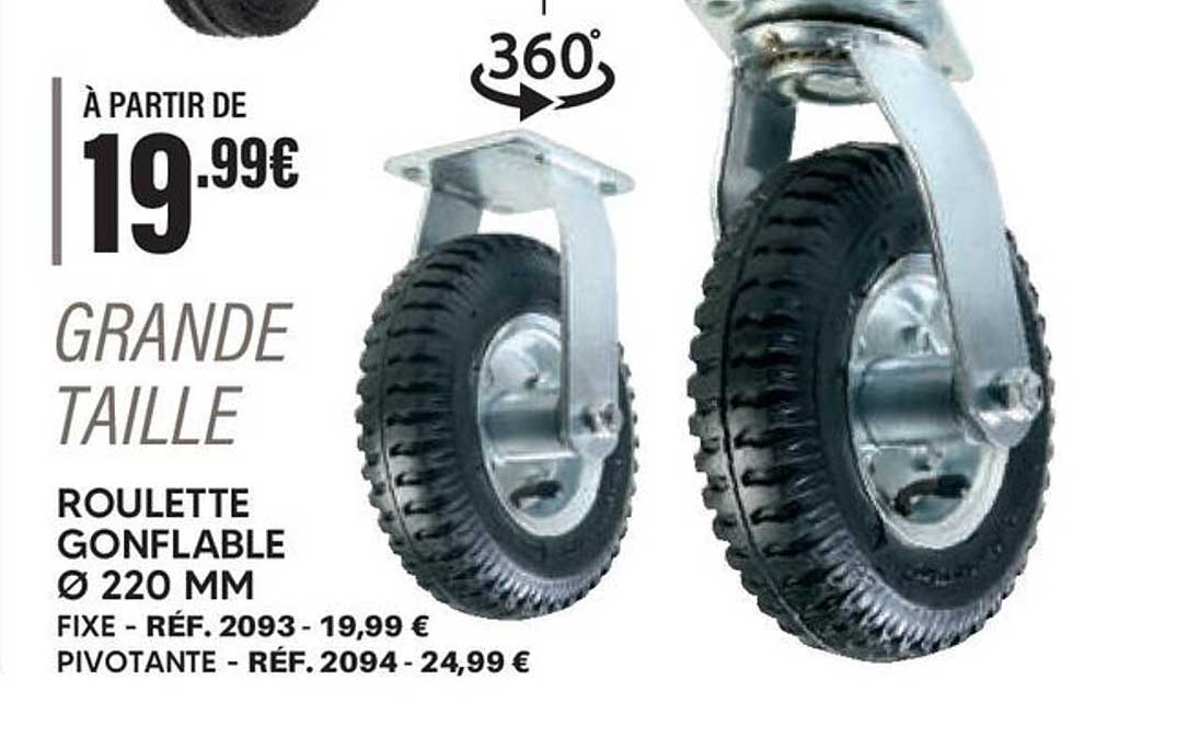 GRANDE TAILLE - ROULETTE GONFLABLE Ø 220 MM