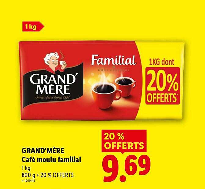 GRAND'MÈRE Café moulu familial 1 kg 800 g + 20 % OFFERTS