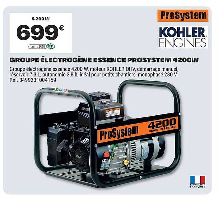 GROUPE ÉLECTROGÈNE ESSENCE PROSYSTEM 4200W