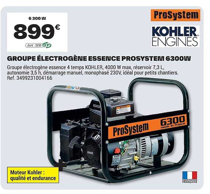 GROUPE ÉLECTROGÈNE ESSENCE PROSYSTEM 6300W