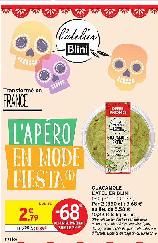 GUACAMOLE L'ATELIER BLINI 180 g - 15,50 € le kg