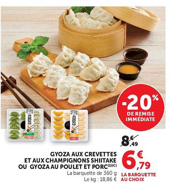 GYOZA AUX CREVETTES ET AUX CHAMPIGNONS SHITAKE OU GYOZA AU POULET ET PORC
