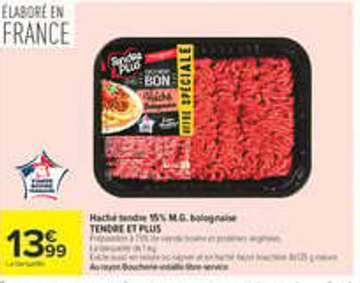 Haché tendre 5% M.G. haché pur Bœuf