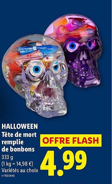HALLOWEEN Tête de mort remplie de bonbons
