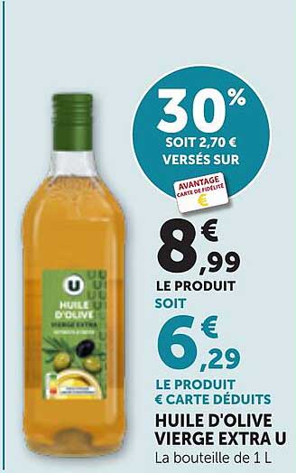 HUILE D'OLIVE VIERGE EXTRA U La bouteille de 1 L