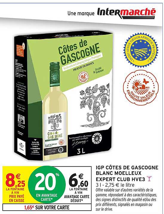 IGP CÔTES DE GASCOGNE BLANC MOELLEUX EXERT CLUB HVE3