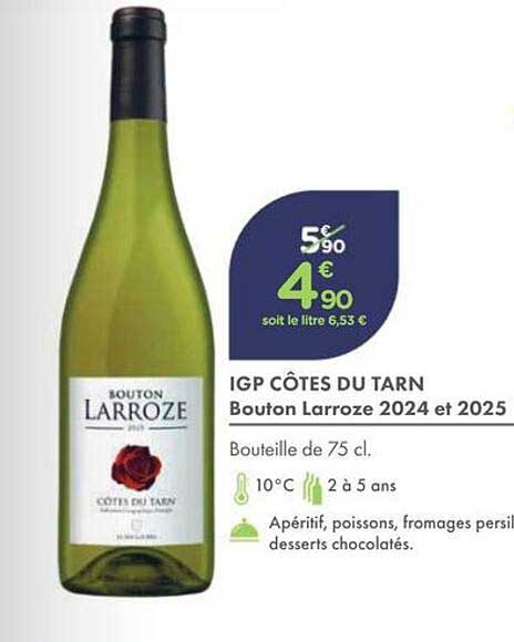 IGP CÔTES DU TARN Bouton Larroze 2024 et 2025