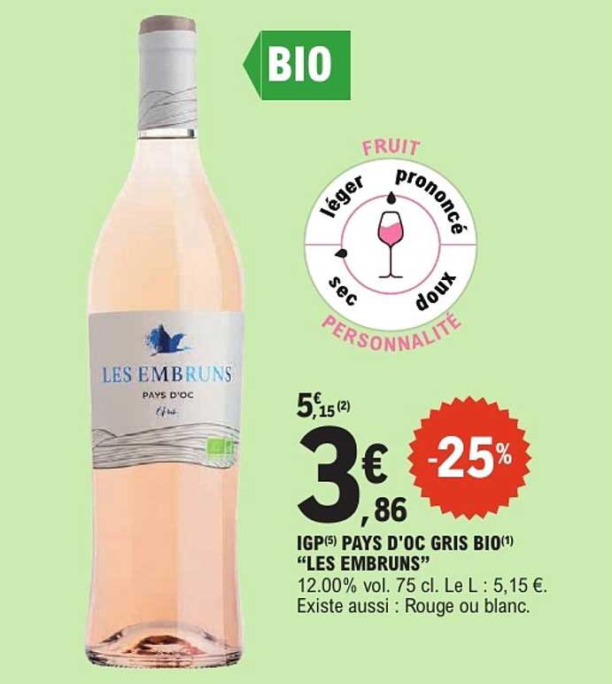 IGP PAYS D'OC GRIS BIO "LES EMBRUNS"