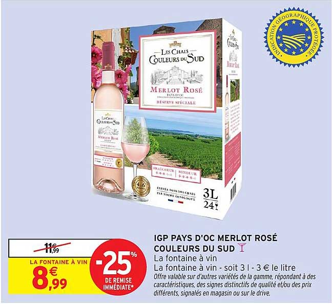 IGP PAYS D'OC MERLOT ROSÉ COULEURS DU SUD