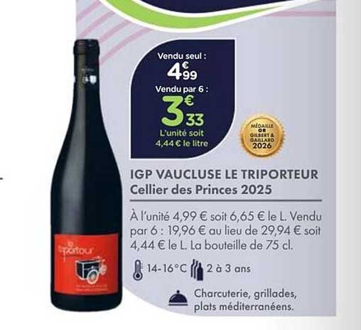 IGP VAUCLUSE LE TRIPORTEUR Cellier des Princes 2025