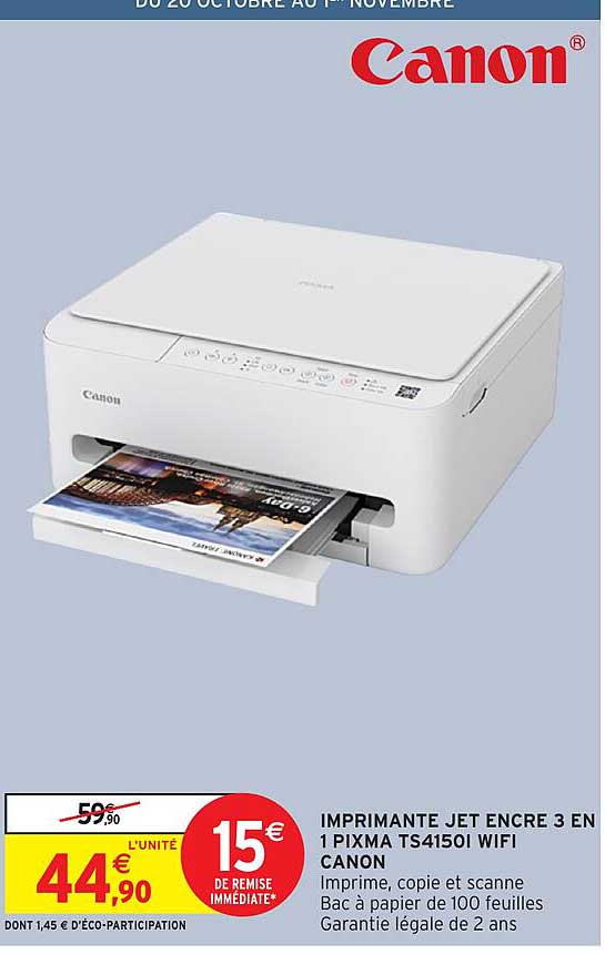IMPRIMANTE JET ENCRE 3 EN 1 PIXMA TS4150I WIFI CANON