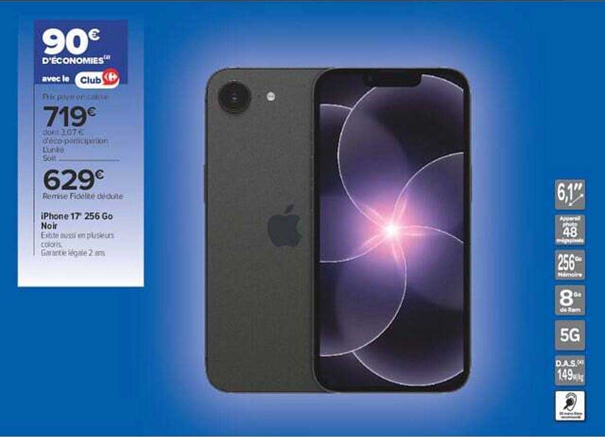iPhone 17 256 Go Noir